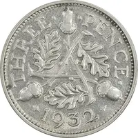 سکه 3 پنس 1932 جرج پنجم - AU55 - انگلستان
