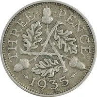 سکه 3 پنس 1935 جرج پنجم - EF45 - انگلستان