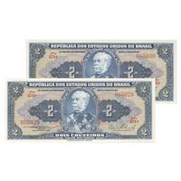 اسکناس 2 کروزریو بدون تاریخ (1954) - امضای CSL, OESA جمهوری اول - جفت - UNC64 - برزیل
