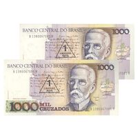 اسکناس 1000 کروزادو نووو بدون تاریخ(1989) جمهوری فدراتیو - MFN, EAC - سری B - جفت - UNC65 - برزیل