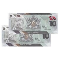 اسکناس 10 دلار 2020 جمهوری - جفت - UNC65 - ترینیداد و توباگو