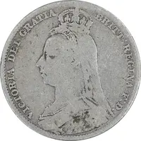 سکه 1 شیلینگ 1890 ویکتوریا - VF25 - انگلستان