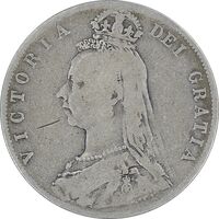 سکه 1/2 کرون 1889 ویکتوریا - VF25 - انگلستان