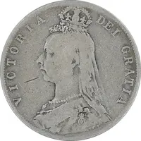 سکه 1/2 کرون 1889 ویکتوریا - VF25 - انگلستان
