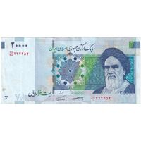 اسکناس 20000 ریال (کرباسیان - همتی) نوار نوع 1 - شماره مزاحم - تک - EF45 - جمهوری اسلامی