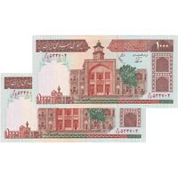 اسکناس 1000 ریال (نوربخش - عادلی) امضاء کوچک - شماره بزرگ - جفت - UNC62 - جمهوری اسلامی