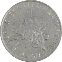 سکه 1 فرانک 1960 جمهوری پنجم - EF45 - فرانسه