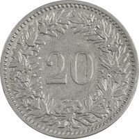 سکه 20 راپن 1906 دولت فدرال - EF40 - سوئیس