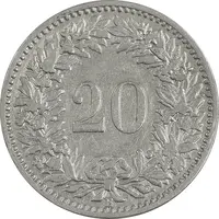 سکه 20 راپن 1906 دولت فدرال - EF40 - سوئیس