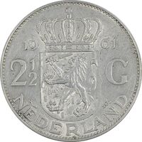 سکه 1/2-2 گلدن 1961 یولیانا - AU55 - هلند