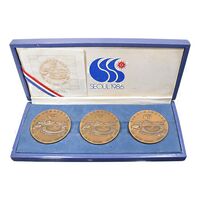 سری مدال های یادبود برنز دهمین سالگرد بازی های آسیایی سئول 1986 - با جعبه فابریک - UNC - کره جنوبی