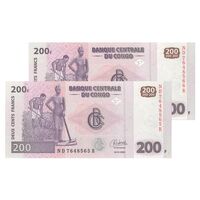 اسکناس 200 فرانک 2022 جمهوری دموکراتیک - جفت - UNC65 - کنگو