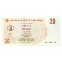 اسکناس 20 دلار 2006 جمهوری - تک - UNC65 - زیمبابوه