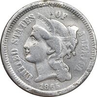 سکه 3 سنت 1865 - EF40 - آمریکا