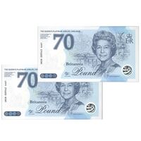 اسکناس 70 پوند بریتانیا 2022 الیزلبت دوم - هفتادمین سالگرد جلوس ملکه - جفت - UNC65 - انگلستان