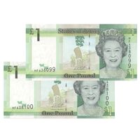 اسکناس یک پوند بدون تاریخ (2010-2018) الیزابت دوم - ریچارد بل - جفت - UNC63 - جرزی