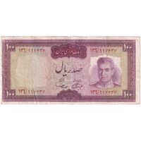 اسکناس 100 ریال (آموزگار - سمیعی) نوشته قرمز - ارور کادر - تک - VF30 - محمد رضا شاه