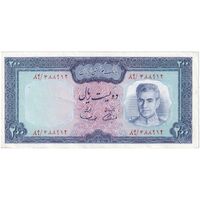 اسکناس 200 ریال (آموزگار - سمیعی) نوشته سیاه - تک - AU53 - محمد رضا شاه