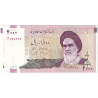اسکناس 2000 ریال (جعفری - شیبانی) - شماره سه قلو - تک - AU55 - جمهوری اسلامی