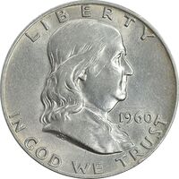 سکه نیم دلار 1960D فرانکلین - MS61 - آمریکا