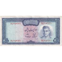 اسکناس 200 ریال (آموزگار - سمیعی) نوشته سیاه - تک - EF45 - محمد رضا شاه