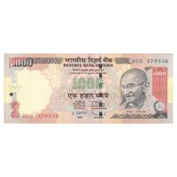 اسکناس 1000 روپیه 2010 جمهوری - با نماد روپیه در پشت - تک - AU50 - هند