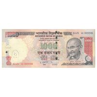 اسکناس 1000 روپیه 2009 جمهوری - بدون نماد روپیه در پشت - تک - AU55 - هند