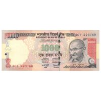 اسکناس 1000 روپیه 2008 جمهوری - بدون نماد روپیه در پشت - تک - AU55 - هند