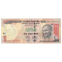 اسکناس 1000 روپیه 2008 جمهوری - بدون نماد روپیه در پشت - تک - AU50 - هند