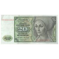 اسکناس 20 مارک 1970 جمهوری فدرال - تک - EF40 - آلمان