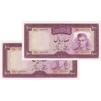اسکناس 100 ریال (آموزگار - جهانشاهی) - جفت - UNC63 - محمد رضا شاه