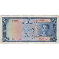 اسکناس 500 ریال سری سوم - پرفیکس 1 - تک - F12 - محمد رضا شاه