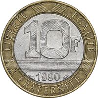 سکه 10 فرانک 1990 جمهوری کنونی - EF45 - فرانسه