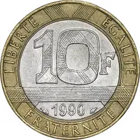 سکه 10 فرانک 1990 جمهوری کنونی - EF45 - فرانسه