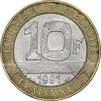 سکه 10 فرانک 1991 جمهوری کنونی - EF45 - فرانسه