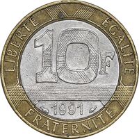 سکه 10 فرانک 1991 جمهوری کنونی - EF45 - فرانسه