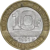 سکه 10 فرانک 1991 جمهوری کنونی - EF45 - فرانسه