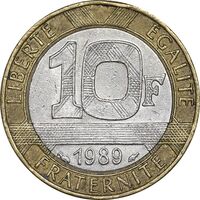 سکه 10 فرانک 1989 جمهوری کنونی - AU50 - فرانسه