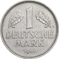 سکه 1 مارک 1961G جمهوری فدرال - EF45 - آلمان