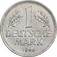 سکه 1 مارک 1966J جمهوری فدرال - EF45 - آلمان