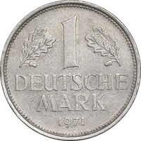 سکه 1 مارک 1971D جمهوری فدرال - EF45 - آلمان