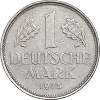 سکه 1 مارک 1975F جمهوری فدرال - EF45 - آلمان