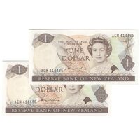 اسکناس 1 دلار بدون تاریخ (1981-1985) الیزابت دوم - HRH - جفت - UNC64 - نیوزیلند