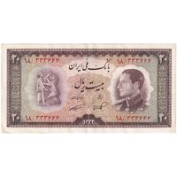 اسکناس 20 ریال 1333 - تک - AU50 - محمد رضا شاه