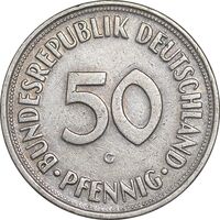 سکه 50 فینیگ 1950G جمهوری فدرال - EF45 - آلمان