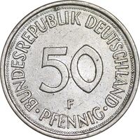 سکه 50 فینیگ 1974F جمهوری فدرال - AU55 - آلمان