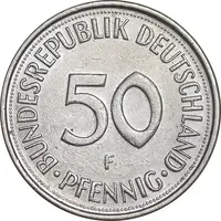 سکه 50 فینیگ 1982F جمهوری فدرال - AU55 - آلمان