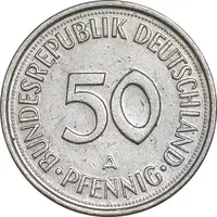 سکه 50 فینیگ 1992A جمهوری فدرال - EF45 - آلمان