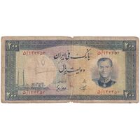 اسکناس 200 ریال 1337 - تک - F15 - محمد رضا شاه