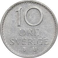 سکه 10 اوره 1973 گوستاو ششم - AU50 - سوئد